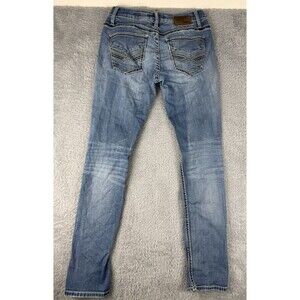 BKE Mason Taper Leg Blue Denim Whisker Stretch Mens 30L (30x32) Light Blue Jeans